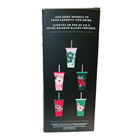 NWT Starbucks 2022 Christmas Holiday Reusable Cold Cups W/ Straws Set Of 6 - Picture 5 of 5